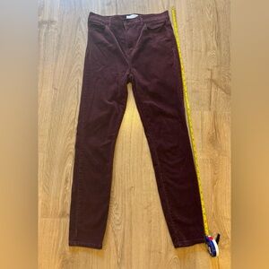 LOFT Women's High Rise Skinny Corduroy Pants in Burgundy